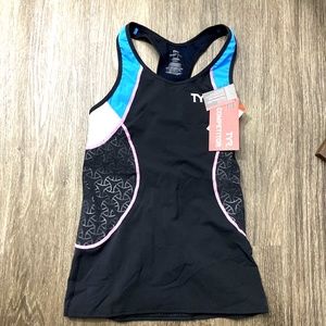 TYR Competitor Women's Racerback Swim Triathlon Tank Top Black Blue Pink Size S